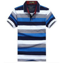 Custom High Quality Men′s Mixed Color Striped Polo Shirt